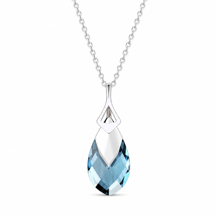 Hõbedane ehtekomplekt naistele „Baroque II (Aquamarine Light Chrome)“ Swarovski® kristallidega