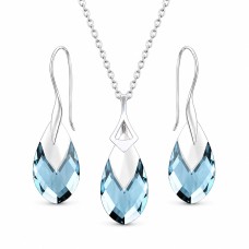 Hõbedane ehtekomplekt naistele „Baroque II (Aquamarine Light Chrome)“ Swarovski® kristallidega
