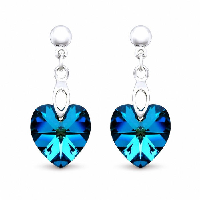 925 Sterling Silver Jewelry Set “Romantic Heart II” (Bermuda Blue) embellished with Crystals by Swarovski®
