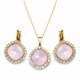 Ehete komplekt naistele DiamondSky „Hiilgav Sära III“ (Rose Water Opal) Swarovski® kristallidega