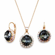 Naiste ehete komplekt „Glare III (Graphite)“ koos Swarovski kristallidega
