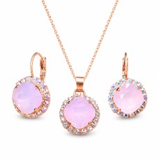 Naiste ehete komplekt „Glare III (Rose Water Opal)“ koos Swarovski kristallidega