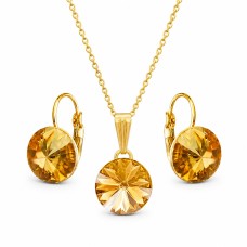 Jewelry Set “Clarice II (Golden Shadow)” created with Crystals by Swarovski®