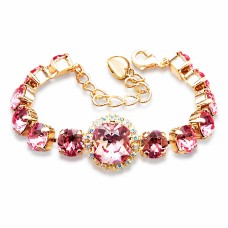 Käevõru naistele DiamondSky „Glare III (Rose Peach)“ Swarovski kristallidega