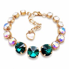 Käevõru naistele DiamondSky „Vortex II (Emerald / Aurora Borealis)“ Swarovski kristallidega