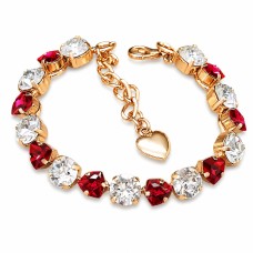 Käevõru naistele DiamondSky „Romantic Tenderness II (Crystal / Scarlet)“ Swarovski kristallidega
