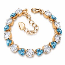 Käevõru naistele DiamondSky „Romantiline Hellus II (Crystal / Aquamarine Blue)“ Swarovski kristallidega