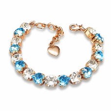 Käevõru naistele DiamondSky „Sulle II (Aquamarine Blue / Crystal)“ Swarovski kristallidega