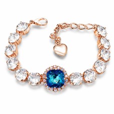 Käevõru naistele DiamondSky „Pimestav Sära III (Bermuda Blue)“ Swarovski kristallidega
