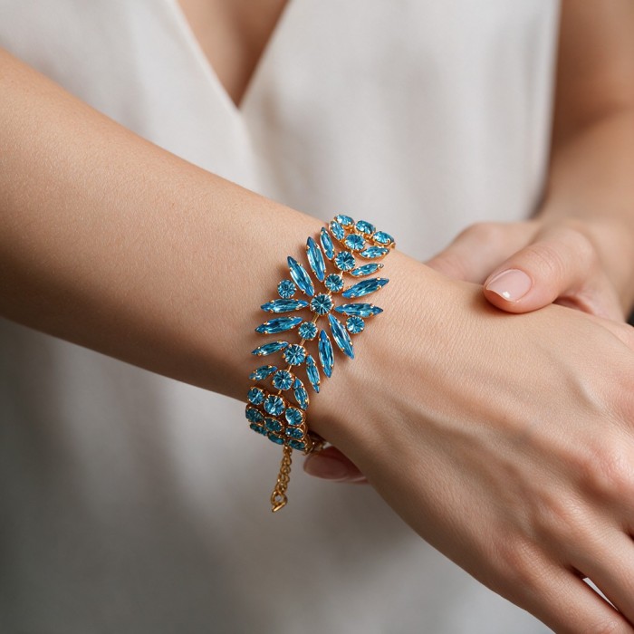 Käevõru naistele DiamondSky „Kristalne kiusatus (Aqua Bohemica)“ Preciosa® kristallidega
