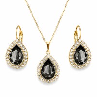 Jewelry Set “Celestial Drop (Silver Night)” created with Crystals by Swarovski®