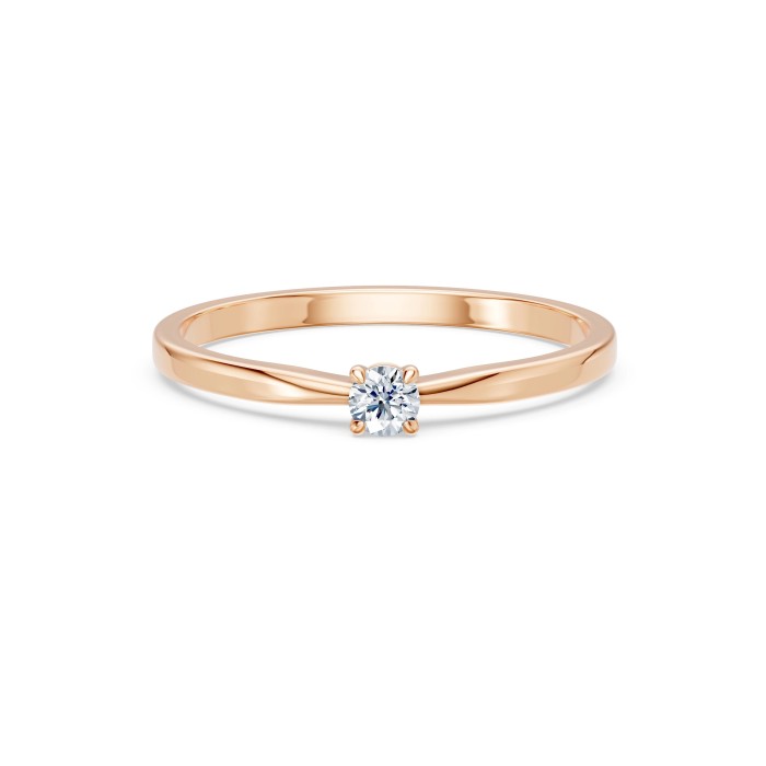 14K Red Gold Diamond Ring “Solitaire XIV”