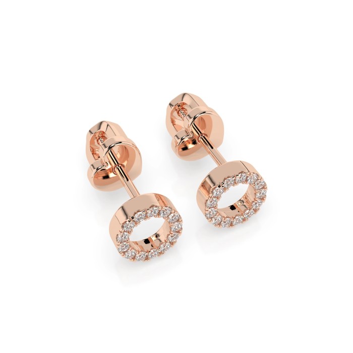 14K Red Gold Diamond Earrings “Eclipse”