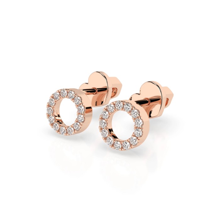 14K Red Gold Diamond Earrings “Eclipse”
