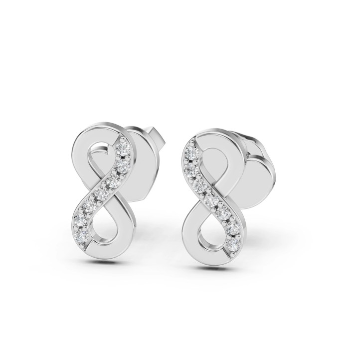 14K White Gold Diamond Earrings “Infinity VIII”