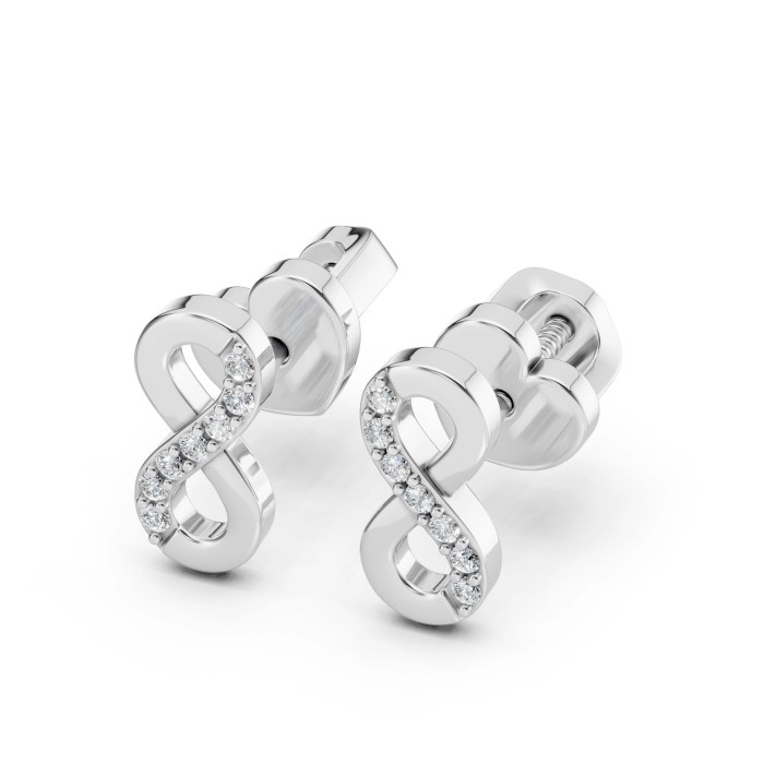 14K White Gold Diamond Earrings “Infinity VIII”
