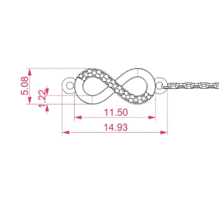 14K Red Gold Diamond Bracelet “Infinity”