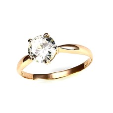 Gold Cubic Zirconia Ring “Solitaire XIV”