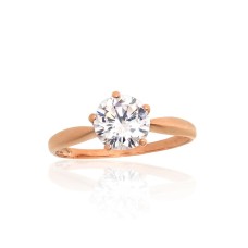 Gold Cubic Zirconia Ring “Solitaire XIV”
