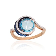 Gold Diamond, Topaz and Sapphire Ring “Constellation II”