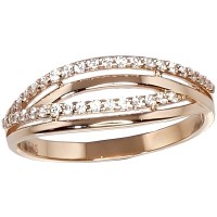 Gold Cubic Zirconia Ring “Triple Shine”