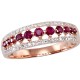 Gold Diamond and Ruby Ring “Camellia II”