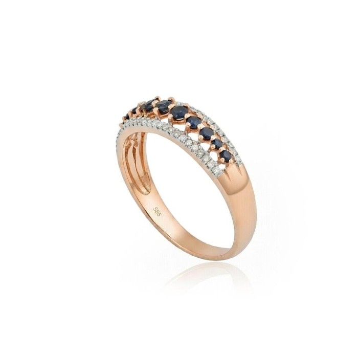 Gold Diamond and Sapphire Ring “Camellia III”