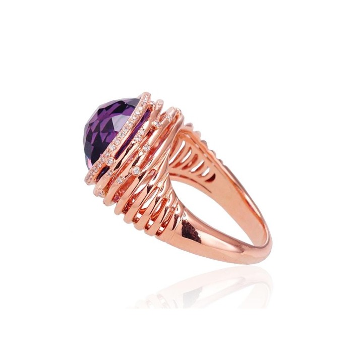 Gold Diamond and Amethyst Ring “Lourdes”