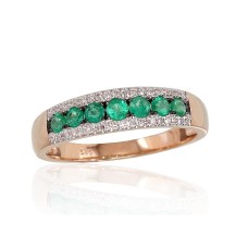 Gold Diamond and Emerald Ring “Camellia V”