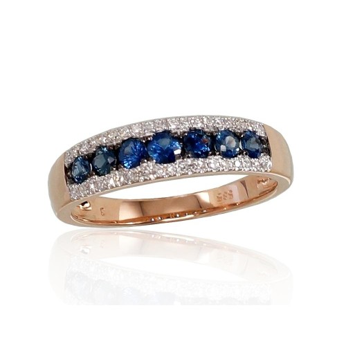 Gold Diamond and Sapphire Ring “Camellia IV”