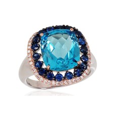 Gold Diamond, Topaz and Sapphire Ring “Imperial Topaz”