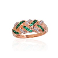 Gold Diamond and Emerald Ring “Gold Pattern XI”