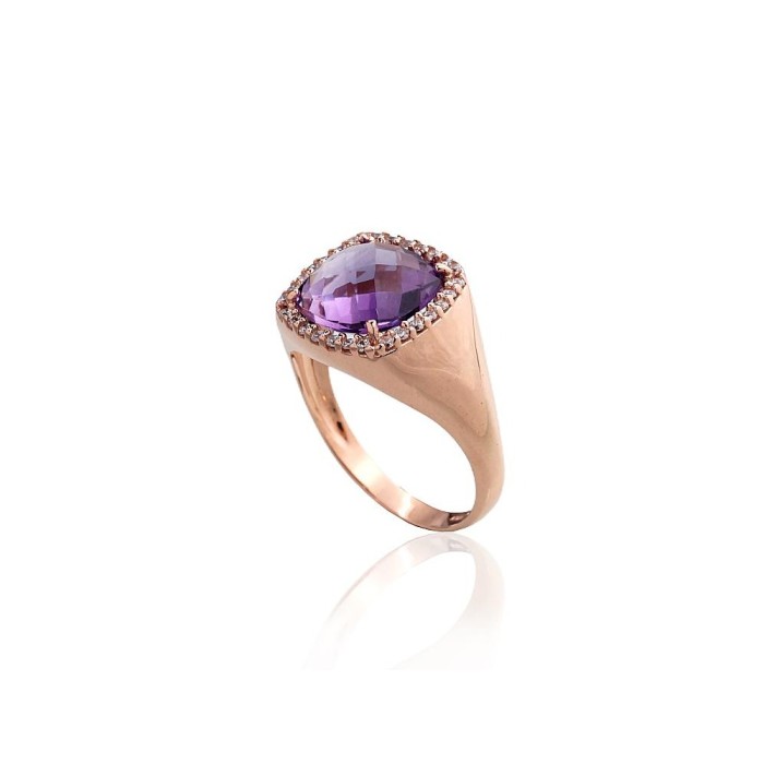 Gold Cubic Zirconia and Amethyst Ring “Morrigan IX”