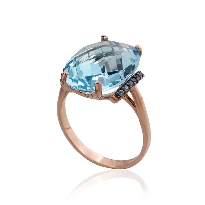 Gold Cubic Zirconia and Topaz Ring “Royal Topaz VII”