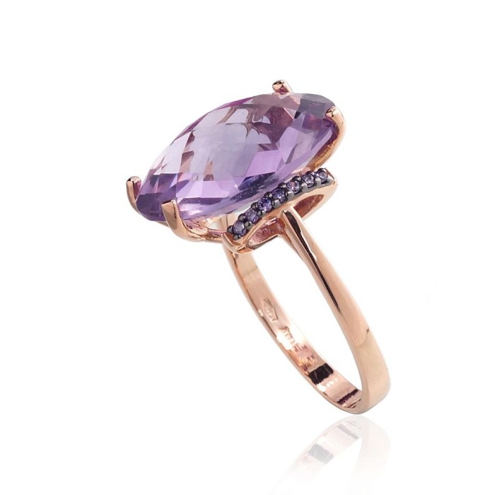 Gold Cubic Zirconia and Amethyst Ring “Royal Amethyst III”