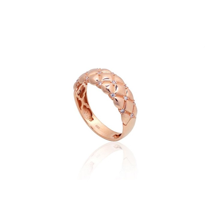 Gold Cubic Zirconia Ring “Sparkling Dance”