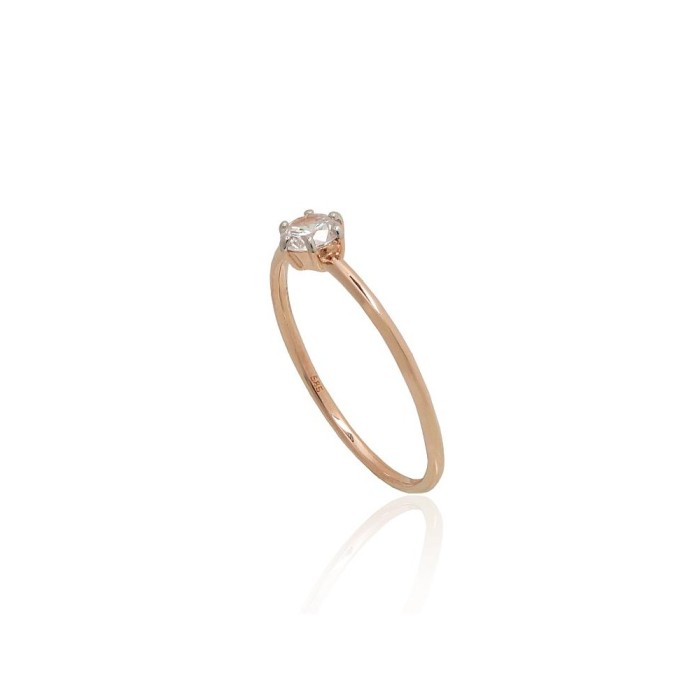 Gold Cubic Zirconia Ring “Solitaire V”