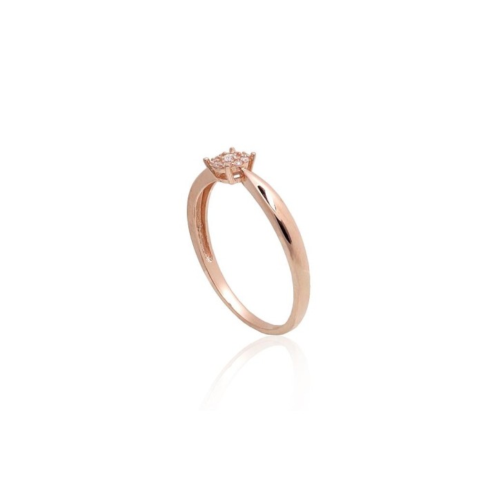 Gold Cubic Zirconia Ring “Stone Flower”