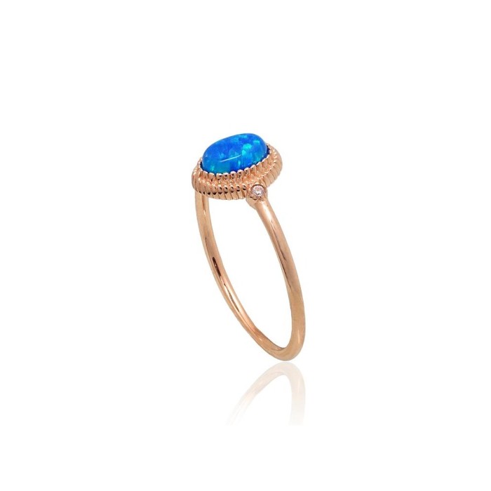 Gold Cubic Zirconia and Opalite Ring “Masterpiece”