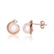 Золотые серьги-гвоздики с цирконами и жемчугом «Галос IV»