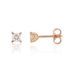 14K Red Gold Diamond Stud Earrings “Solitaire”