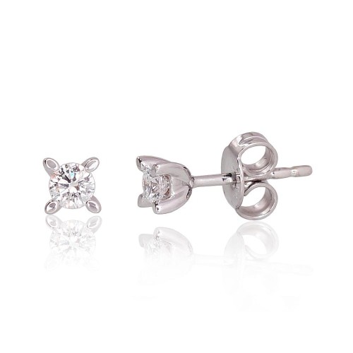 14K White Gold Diamond Stud Earrings “Solitaire”