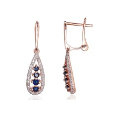 Gold Diamond and Sapphire Earrings “Camellia IV”