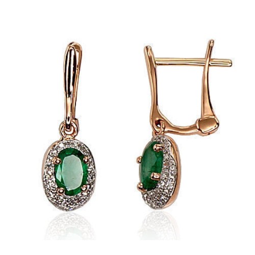 Gold Diamond and Emerald Earrings “Little Sun IV”