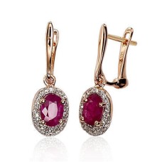 Gold Diamond and Ruby Earrings “Little Sun III”