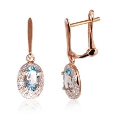 14K Red Gold Diamond and Topaz Earrings “Little Sun”