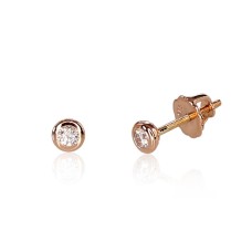 14K Red Gold Diamond Stud Earrings “Classic II”