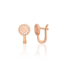 Gold Cubic Zirconia Earrings “Moon Circle”