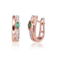 14K Red Gold Diamond and Emerald Earrings “Heavenly Gift III”