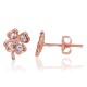 14K Red Gold Cubic Zirconia Stud Earrings “Clover”